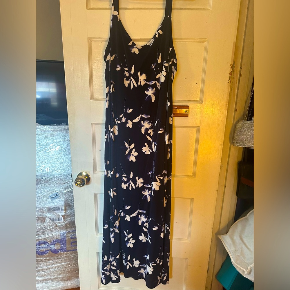 MSK Evening Navy Maxi Floral Dress
